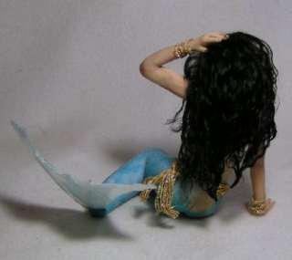 OOAK Mermaid Art Sculpture by Staton Studio, Blue Tail, Lestat 55 