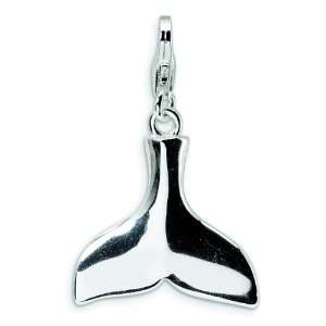  Sterling Silver Whale Tail Lobster Clasp Charm: Jewelry
