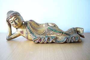 Antique Wooden Sleeping Buddha Carving  