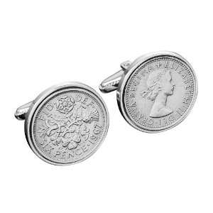  English sixpence: Worldcoincufflinks: Jewelry