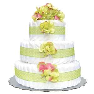  Bella Sprouts Diaper Cake, Three Tier, Green/White: Baby