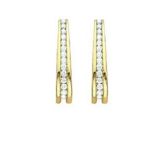    14K Yellow Gold 1 ct. Diamond J Hoop Earrings: Katarina: Jewelry