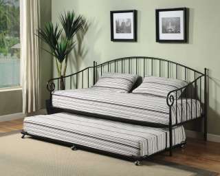   Black Metal Twin Size Day Bed (Daybed) Frame with Trundle ~New~  