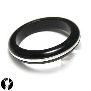  SG Paris Bangle Resine 1.5 Cms Black and Silver Noir/Jet 