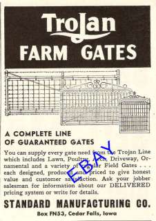 1953 TROJAN FARM LAWN DRIVEWAY GATES AD CEDAR FALLS IA  