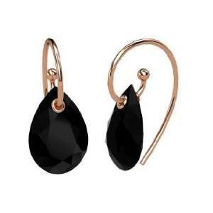  Monsoon Earrings, Pear Black Onyx 14K Rose Gold Earrings 