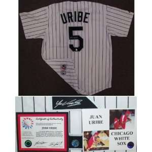 Juan Uribe Signed White Sox Majestic p/s Rep Jersey:  