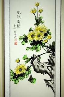 YELLOW MUM SCROLL Wall Art Feng Shui Chinese Painting  