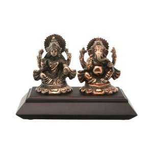  Auspicious Gift: Lakshmi Ganesh Copper Statues on a Base 