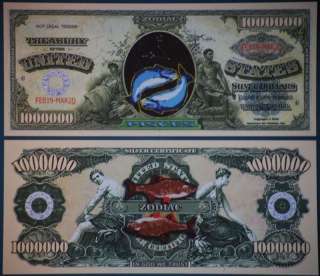 Pisces Zodiac Sign Dollar Bill Money PLUS HOLDER  