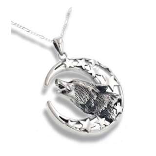   Moon and Stars Sterling Silver Pendant with 24 Chain Necklace