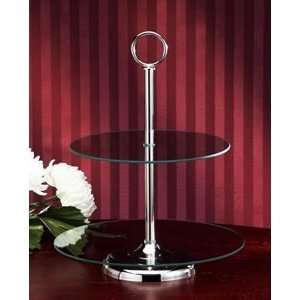  Elegant Two Tier Silver Plated Glass Server: Kitchen 