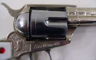 Vintage Nichols Stallion 45 Cap Gun w/ Spare Grips & Bullets  