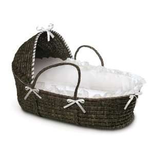  Espresso Moses Basket with Hood   White Bedding by Badger 