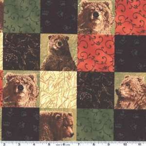  45 Wide Yukon Bear Blocks Fabric By The Yard: Arts 