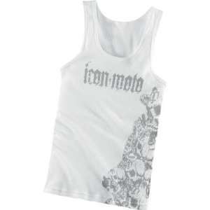  Icon Womens Death Head Beater Tank Top   X Large/White 