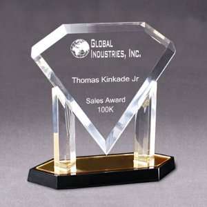 Laser Engraved Diamond Plaque Award Gold 11x11