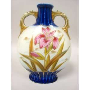  Flow Blue Victorian Double Handle Vase: Home & Kitchen