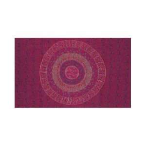  Red Spiral Indian Bedspread, Double Size 