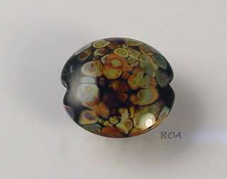 ROA Lampwork 1 Black Raku 18 mm Focal Lentil Handmade Art Glass Beads 