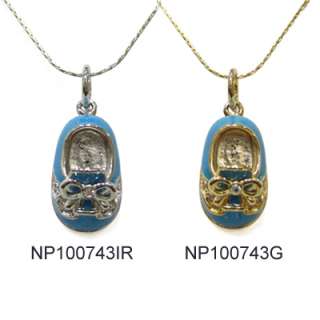 darling enamel baby shoes charm pendants drop necklace a lovely gift 