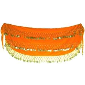  Belly Dancing Hip Scarf   Orange (Velvet) Adult Size 