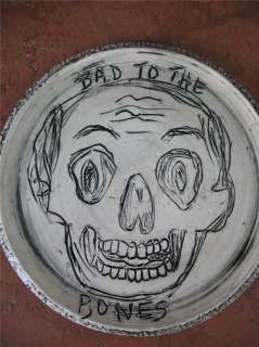 Handmade Pottery NC Skull Plate Bad to the Bones by Becky Terry  
