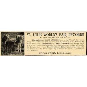  1906 Ad Hood Farm Lowell Jersey Cow St Louis World Fair 