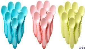NEW TOMMEE TIPPEE FEEDING SPOONS BLUE/GREEN/PINK X 4  