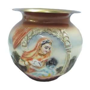  Decorative Brass Indian God Krishna Design Kalash Lota Pot 
