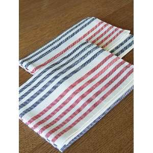    Set of 2 Navy and Red Linen Kitchen Towels Twill: Home & Kitchen