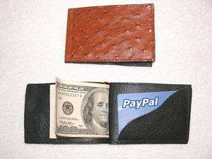 NEW Genuine Exotic Cognac Ostrich Billfold Money clip  