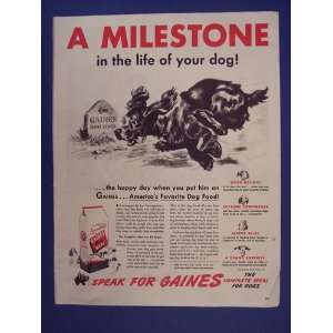    Gaines Dog Meal 1940s Vintage Magazine Print Ad. 