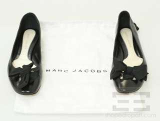 Marc Jacobs Black Leather & Grosgrain Bow Ballet Flats Size 38  