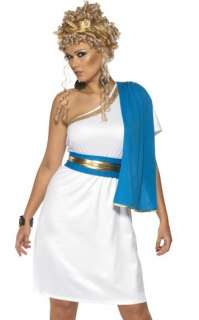 Womens Roman Greek White & Blue Toga Halloween Costume 5020570010587 