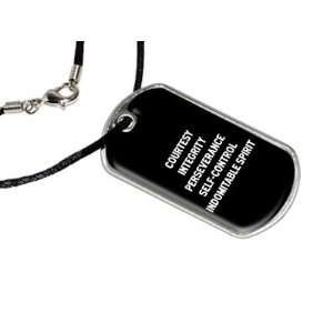 Karate Taekwondo 5 Tenets Courtesy Integrity   Military Dog Tag Black 