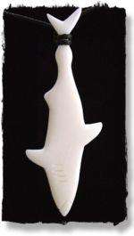 Mako Shark Fishing Necklace Hand Carved Bone  