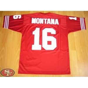  49ers #16 Montana Jersey Red Football Jersey: Sports 