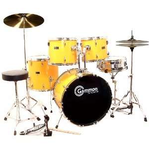  Full Size Yellow Drum Set with Cymbals Stands Sticks Stool 