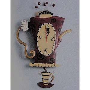 : Allen designs clock steamin tea hand painted resin art wall clock 