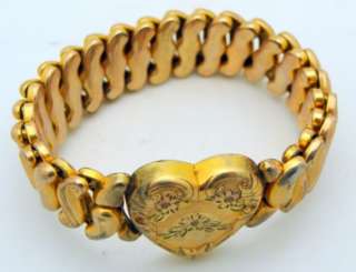 Vintage Gold Filled Heart Sweetheart Bracelet w. Stretch Band  