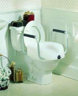 Clamp on Locking Raised Elevated Toilet Seat with Arms  