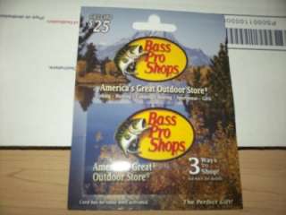 Bass Pro Shops Gift Card $25 NEW!! Call, Go in or go online to shop 