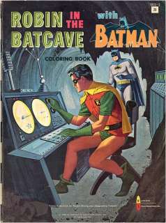 1966 Robin In The Batcave With Batman Coloring Book/Watkins Strathmore 