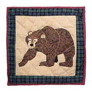  S Applique I theme Cabin Bear lodge Quilted Toss Pillow 16 