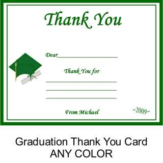 GRADUATION Thank You Cards   ANY COLOR  