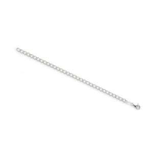  7Ó Sterling Silver Half Round Wire Curb Chain Bracelet 