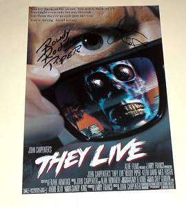 THEY LIVE PP X2 SIGNED 12X8 POSTER JOHN CARPENTER  