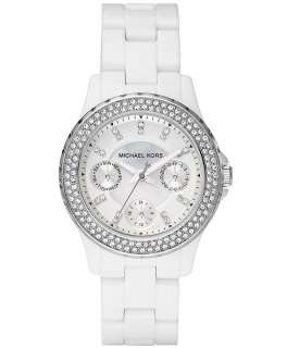 Michael Kors MK5458 Womens White Acrylic Crystal Watch  