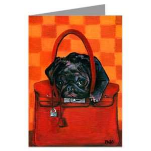   Red Hermes Inspired Birkin Handbag Greeting Card Set
